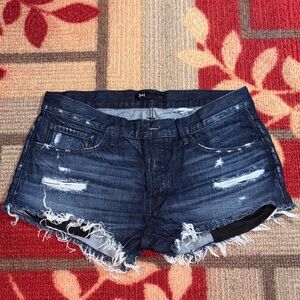 3x1 Dark Blue Distressed Jean Shorts